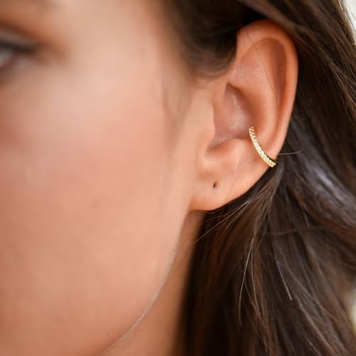 espere Sterling Silver Ear Cuff No Piercing CZ Ear Wrap, Pair of 2, Rhodium Plated - Image 3