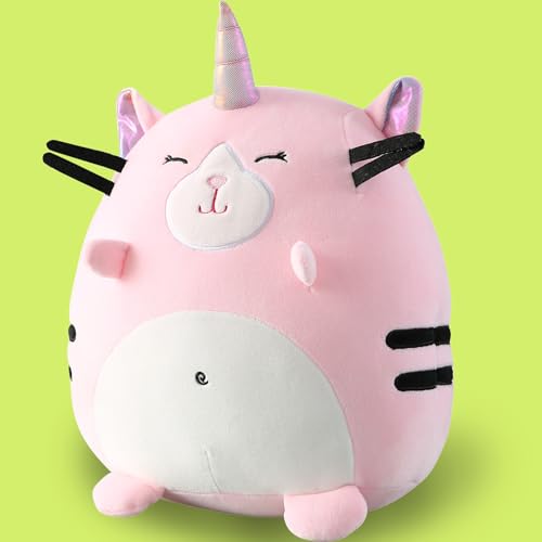 Marsjoy 8 Pink Caticorn Plush Pillow Toy Squishy Stuffed Animal Plushie Cute Cat Unicorn Huggable Toy Kawaii Soft Cushion for Girl Kid Birthdays Christmas - Image 5
