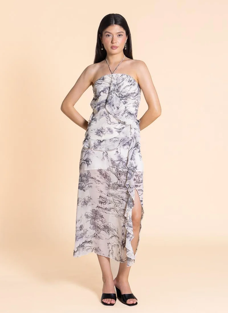 شايبس Printed Strapless Midi Dress