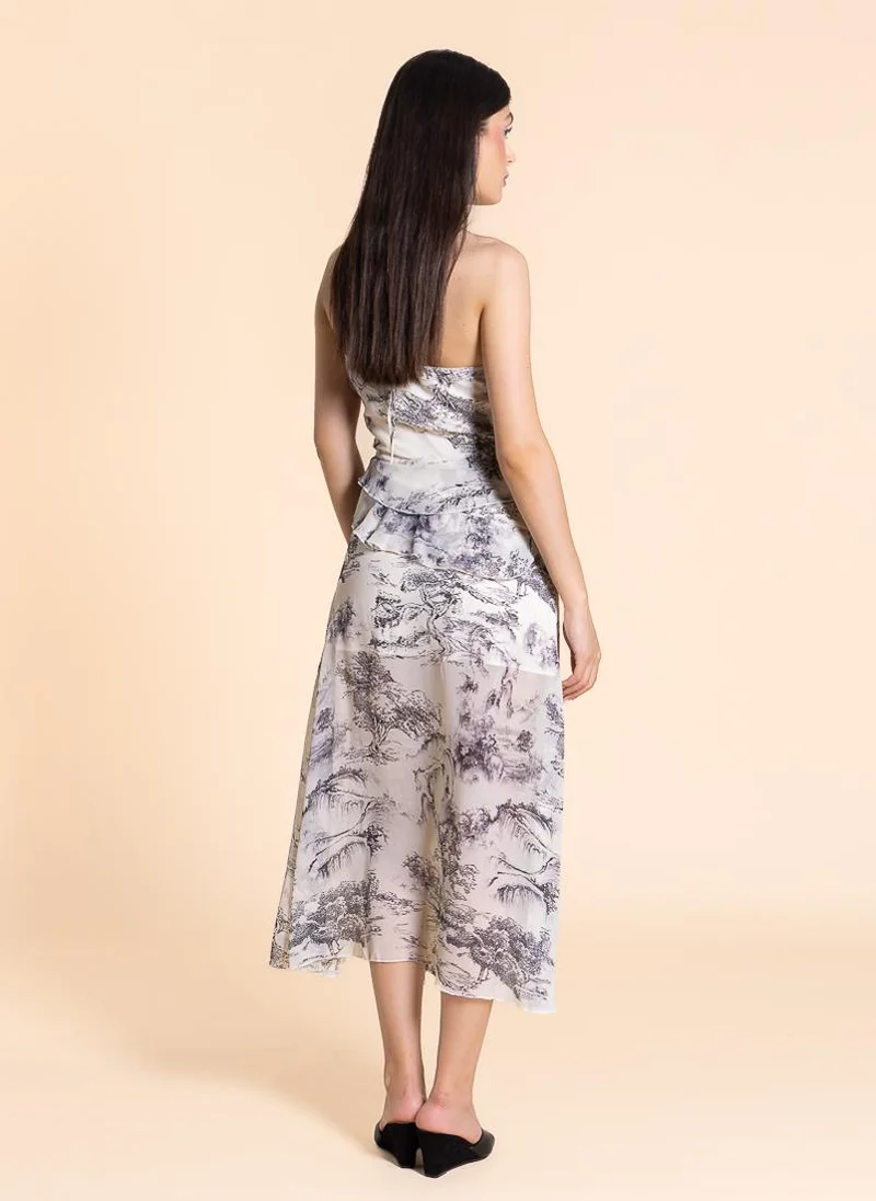 SHAPES Printed Strapless Midi Dress