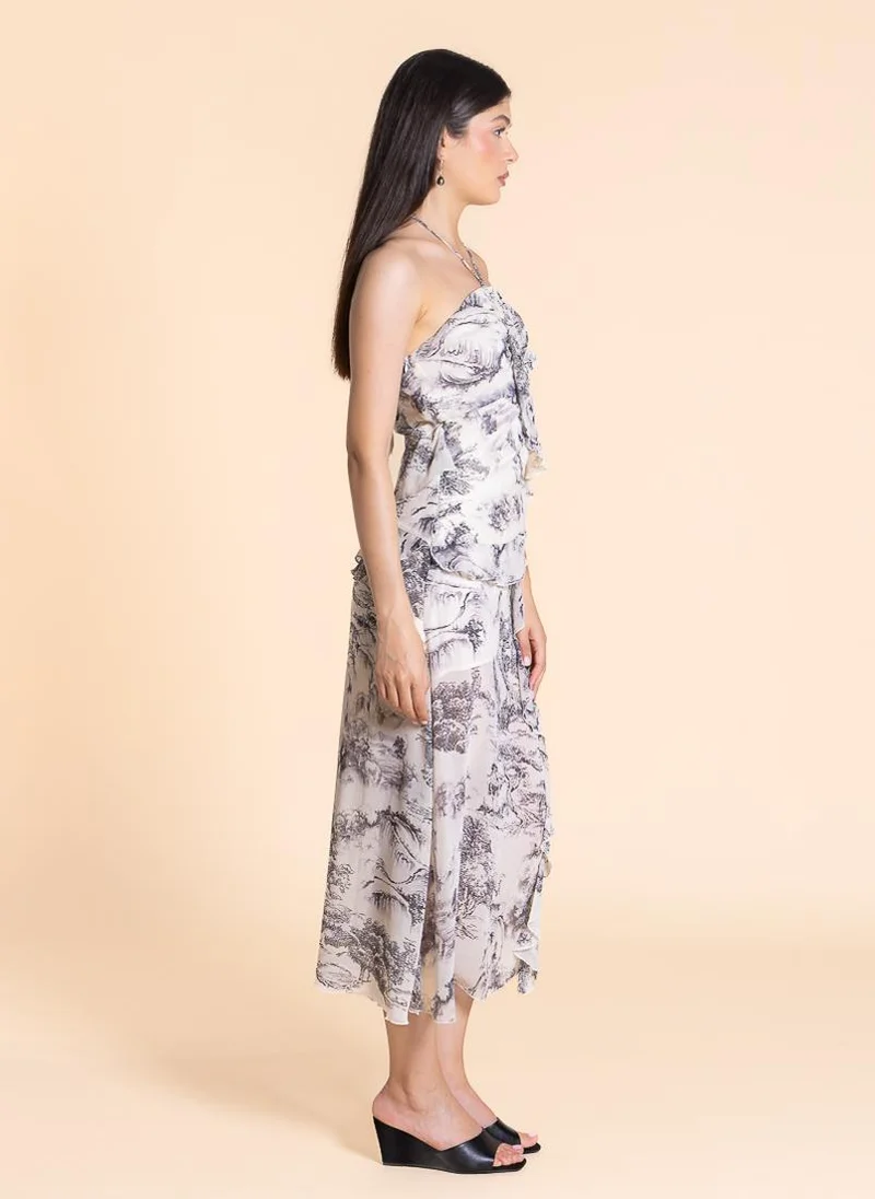 SHAPES Printed Strapless Midi Dress