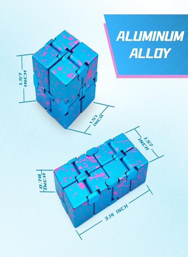 DOLASEV Weighted Metal Infinity Cube Fidget Toy, Infinity Fidget Cube Toys for Boys Girls Adults, Desk Fidgets for Adults (Blue Pink) - Image 2