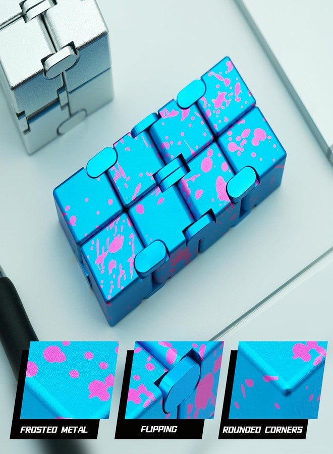DOLASEV Weighted Metal Infinity Cube Fidget Toy, Infinity Fidget Cube Toys for Boys Girls Adults, Desk Fidgets for Adults (Blue Pink) - Image 4