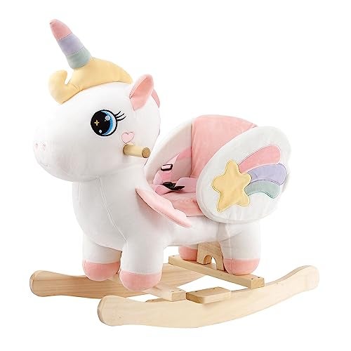 FUNLIO Unicorn Baby Rocking Horse Rainbow Fairy Unicorn Rocking Horse for Toddlers 6 Months to 3 Years Stuffed Rideon Animal Rocker Easy to Assemble CE CPC Certified - Image 1