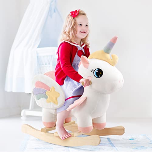 FUNLIO Unicorn Baby Rocking Horse Rainbow Fairy Unicorn Rocking Horse for Toddlers 6 Months to 3 Years Stuffed Rideon Animal Rocker Easy to Assemble CE CPC Certified - Image 5