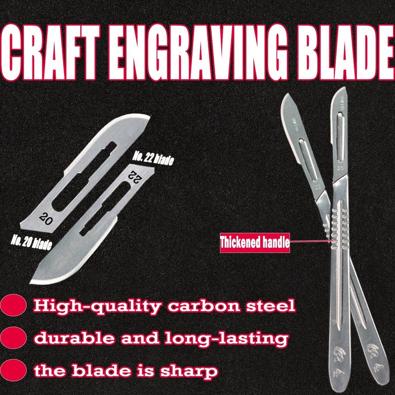 V 41 Pieces Per Set Utility Industrial Carbon Steel Blades No 22 With Non Extendable Heavy Duty Blade Handle No 4 For Art Carving Model Carving Crafts Industrial Carving Cellphone Repair Daily Grafting Shaving And Trimming Non Medical - Image 1