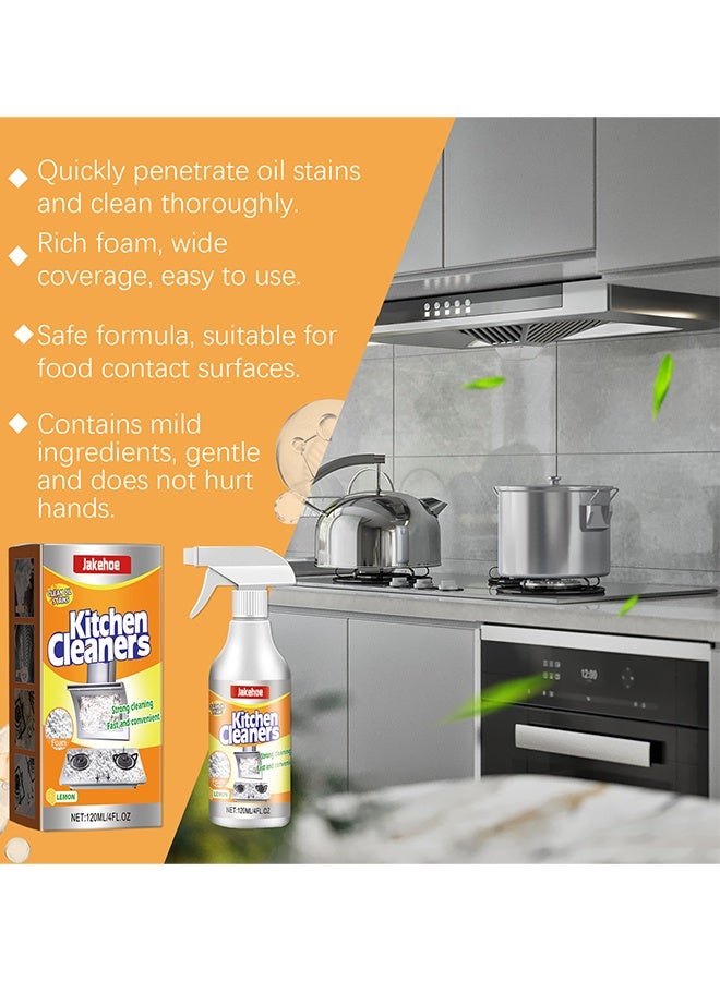 Jakehoe Kitchen Cleaner, Kitchen Degreaser Foam Spray, Clean Kitchen Oil Stains Spray, Stubborn Stains Cleaner, Multi-function Foam Cleaner Spray, Kitchen Degreaser & Cleaner For Multi-Surface Cookware & Countertop, 120ML - Image 2