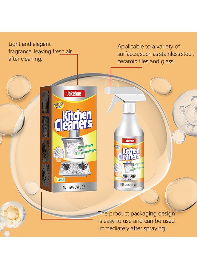 Jakehoe Kitchen Cleaner, Kitchen Degreaser Foam Spray, Clean Kitchen Oil Stains Spray, Stubborn Stains Cleaner, Multi-function Foam Cleaner Spray, Kitchen Degreaser & Cleaner For Multi-Surface Cookware & Countertop, 120ML - Image 5