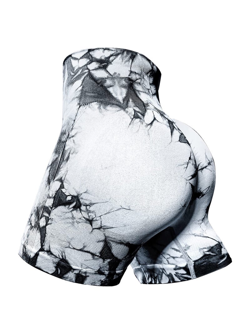 High-Waisted Hip-Raising Tie-Dye Yoga Shorts Summer Three-Point Pants Running Fitness Tight Quick-Drying Sports Shorts For Women - Image 5
