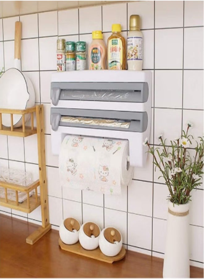 Bukela Tissue Dispenser and Wrap Holder Shelf with Cutter, Modern Minimalist Design for Home and Office  - Image 1