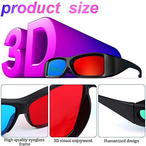 Adasea 3 Pieces Red Blue 3D Glasses 3D Movie Game Glasses Anti-Polarization Design Red-Blue 3D Style Glasses - Image 3