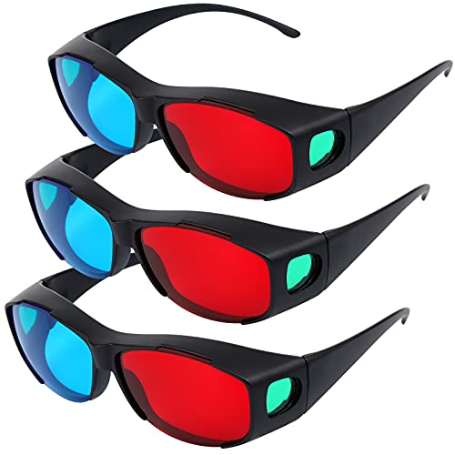 Adasea 3 Pieces Red Blue 3D Glasses 3D Movie Game Glasses Anti-Polarization Design Red-Blue 3D Style Glasses - Image 1