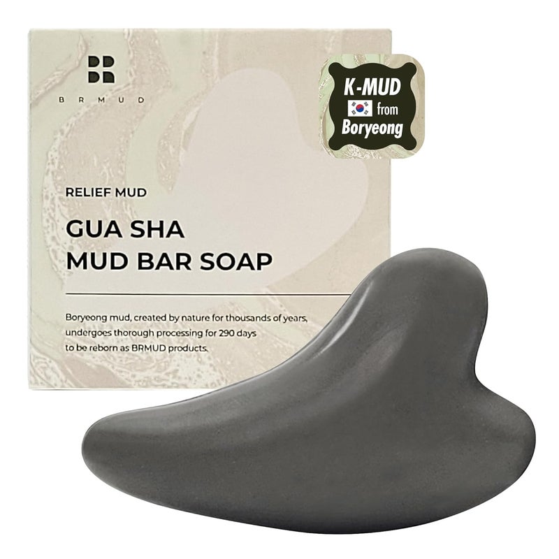 Relief Mud Gua Sha Mud Bar Soap  Mud Mask Massager Cleansing Bar for Face and Body  V Line Lifting Sebum Cleansing Moisturizing  Shea Butter Panthenol Jojoba Seed Oil 299 oz