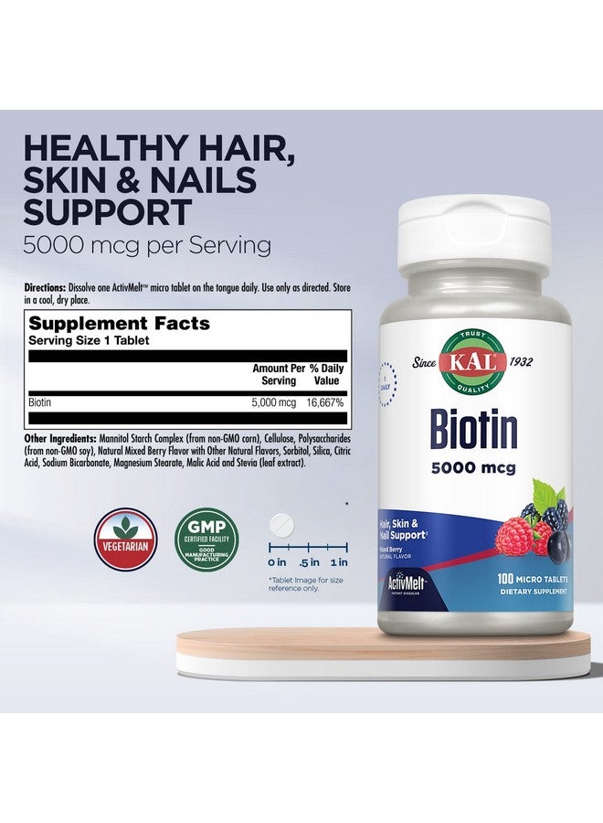 KAL 5000 Mcg Biotin Tablets Mixed Berry 100 Count - Image 3