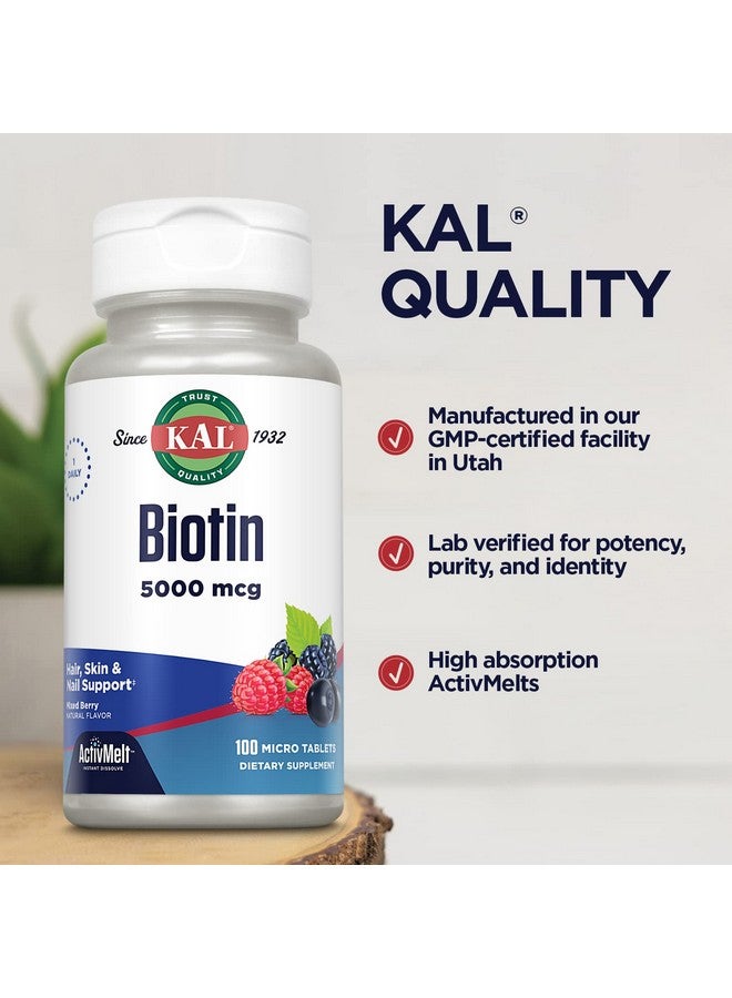 KAL 5000 Mcg Biotin Tablets Mixed Berry 100 Count - Image 5