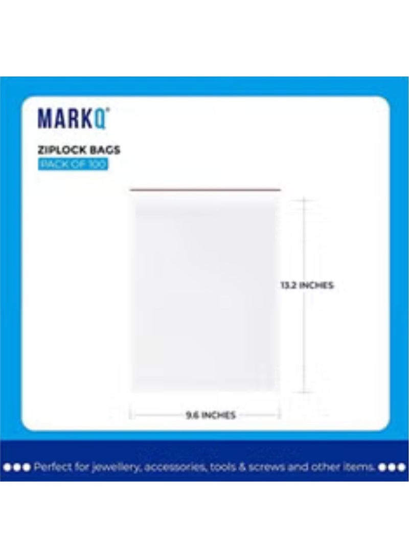 Terabyte [100 Piece] 9.6 x 13.2 inches Clear Poly Reclosable Zipper Lock Bags - Resealable Plastic Zipper Bags for Storing Meat, Meal Prep Vegetables, Fruits, Photos and More - Image 2