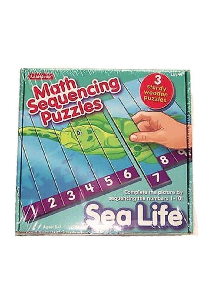 Lakeshore Sea Life Math Sequencing Puzzles - 3 Sturdy Wooden Puzzles