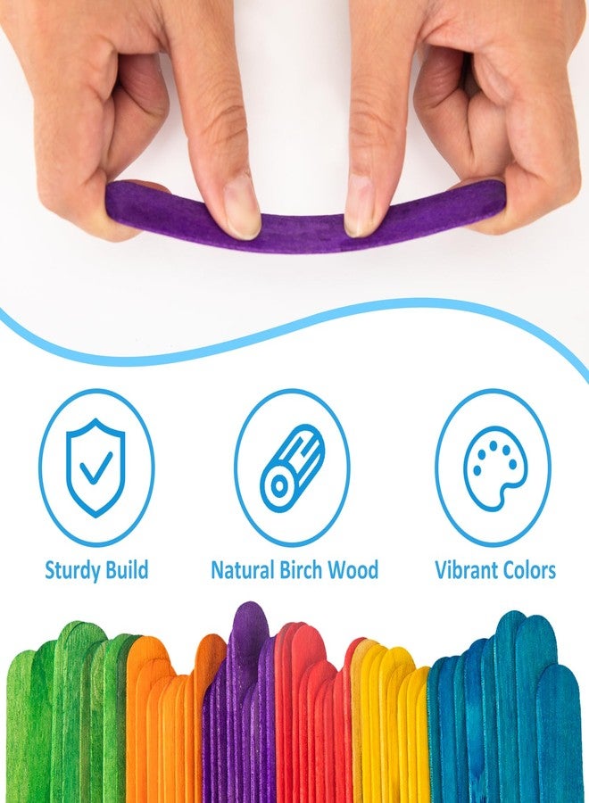 WISYOK 1000 Pcs 6" Colored Jumbo Craft Sticks - Wooden Rainbow Popsicle & Wide Lollipop Sticks, Ideal for DIY Crafts & Children's Education - Image 3