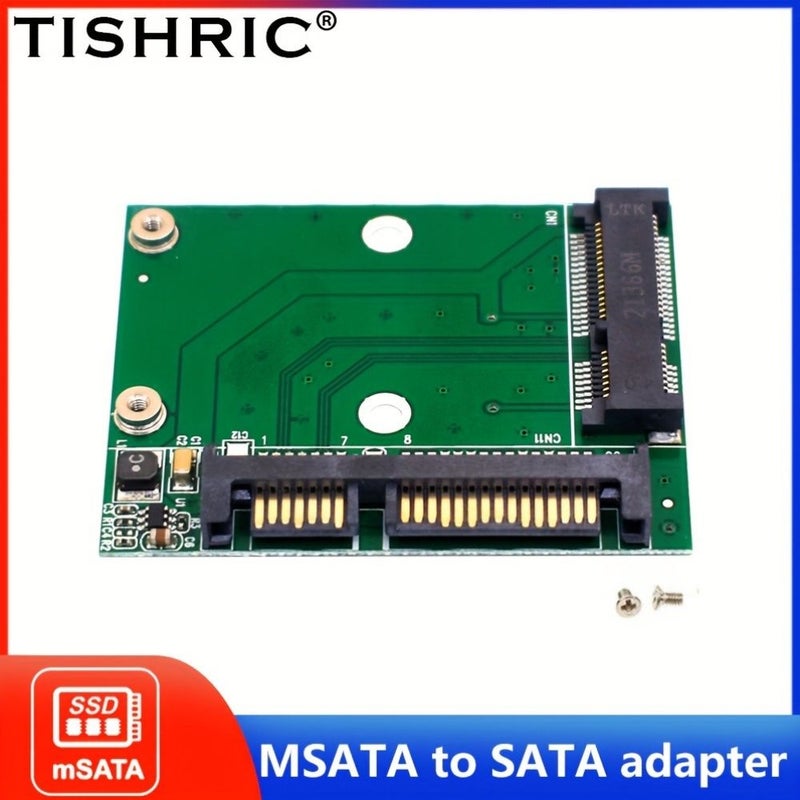بطاقة تحويل ومحول Tisphric Msata إلى Sata سوداء مقاس 25 بوصة واجهة Sata 22 سنًا لتحويل محرك الأقراص الصلبة Msata SSD من فتحة Pcie نصف الطول - Image 3
