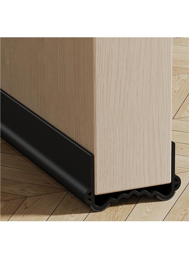 YQbest Weather Stripping Door Seal, Door Bottom Flexible Wind Noise Reduction Stopper, Under Door Sealing Strips, Adjustable Adhesive Soundproof Weather Proof Draught Excluder (Black) - Image 1