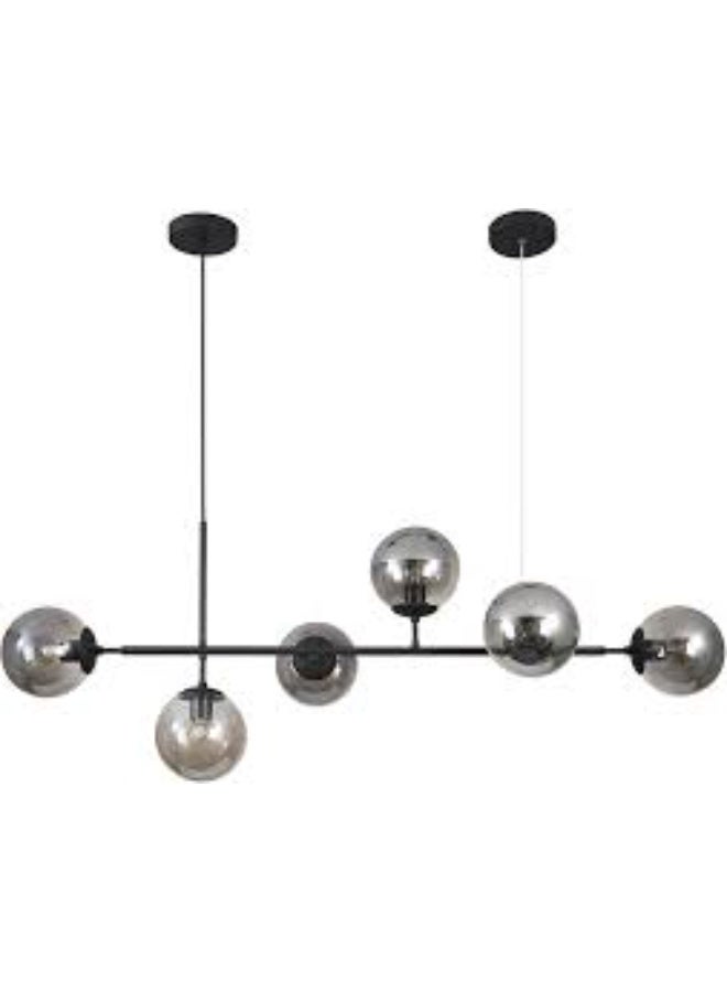 ALMIFTAH Modern 6-Light Glass Globe Chandelier – Black Metal Linear Pendant Light Fixture for Dining Room, Kitchen Island, or Living Room – Adjustable Hanging Ceiling Lamp with Contemporary Design - Image 3