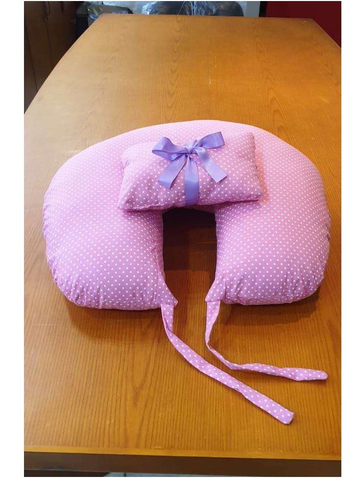 Generic Imported Luxe Nursing Pillow - Nursing Pillow, Breastfeeding, Bottle Feeding, Baby Support, With Removable Cotton Blend Cover, Detachable And Washable Zipper - Pink  - Image 2