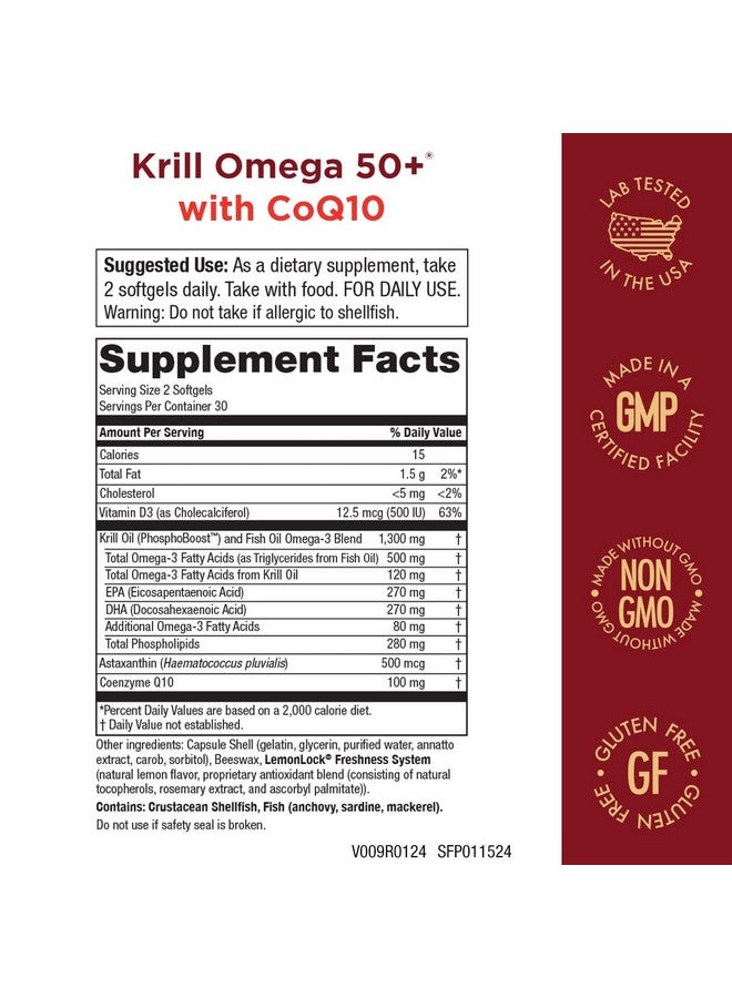 Purity Products - Krill Omega 50+ with CoQ10, 60 Dietary Supplement Softgels - Image 1