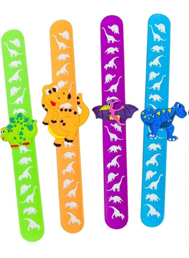 CLICKETY CLACK Powerful DINOSAUR Silicone Flexible Slap Band for Kids & Adults/Return Gift Special for Themes Parties/Skin Friendly Band, Bracelet, Friendship Band Free Size (Pack-4) - Image 1