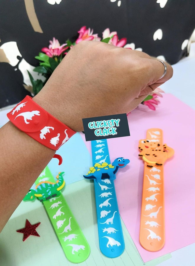 CLICKETY CLACK Powerful DINOSAUR Silicone Flexible Slap Band for Kids & Adults/Return Gift Special for Themes Parties/Skin Friendly Band, Bracelet, Friendship Band Free Size (Pack-4) - Image 5