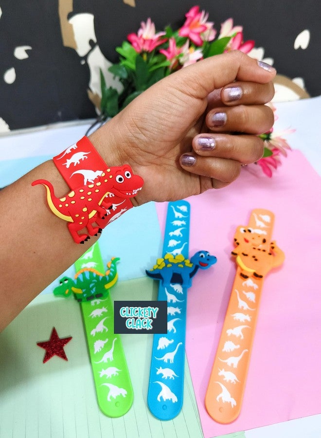 CLICKETY CLACK Powerful DINOSAUR Silicone Flexible Slap Band for Kids & Adults/Return Gift Special for Themes Parties/Skin Friendly Band, Bracelet, Friendship Band Free Size (Pack-4) - Image 4