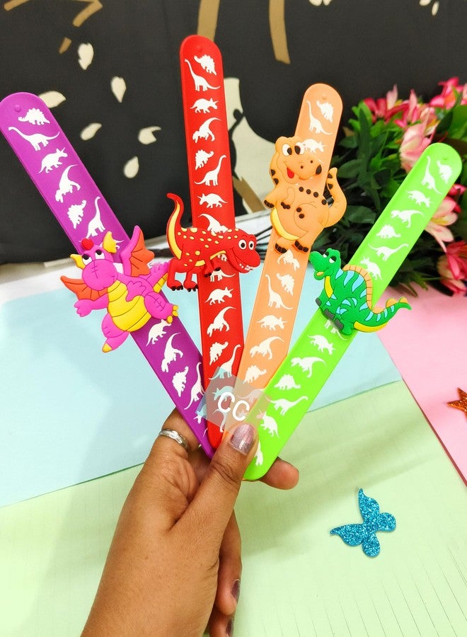 CLICKETY CLACK Powerful DINOSAUR Silicone Flexible Slap Band for Kids & Adults/Return Gift Special for Themes Parties/Skin Friendly Band, Bracelet, Friendship Band Free Size (Pack-4) - Image 2
