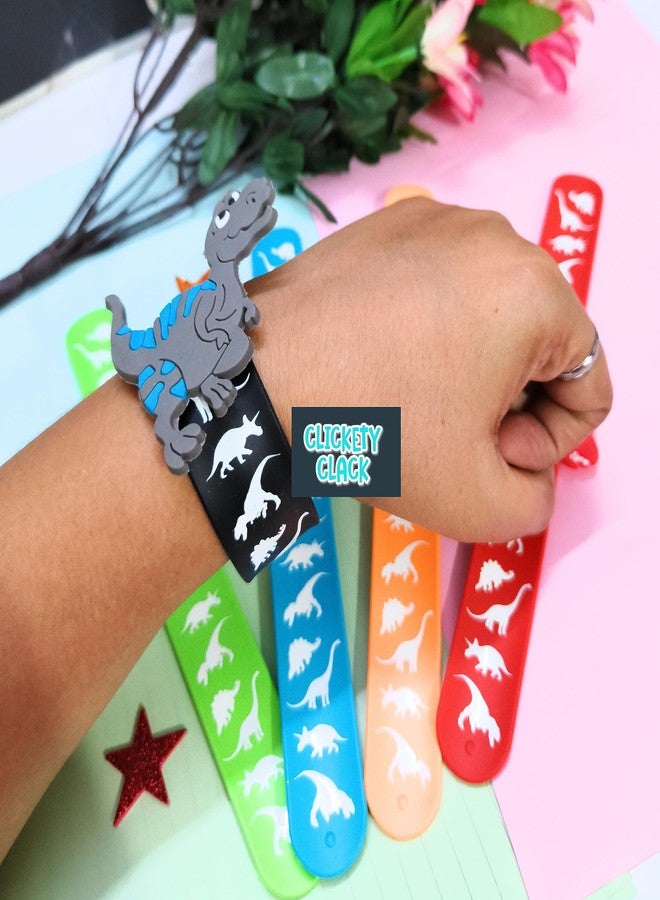 CLICKETY CLACK Powerful DINOSAUR Silicone Flexible Slap Band for Kids & Adults/Return Gift Special for Themes Parties/Skin Friendly Band, Bracelet, Friendship Band Free Size (Pack-4) - Image 3