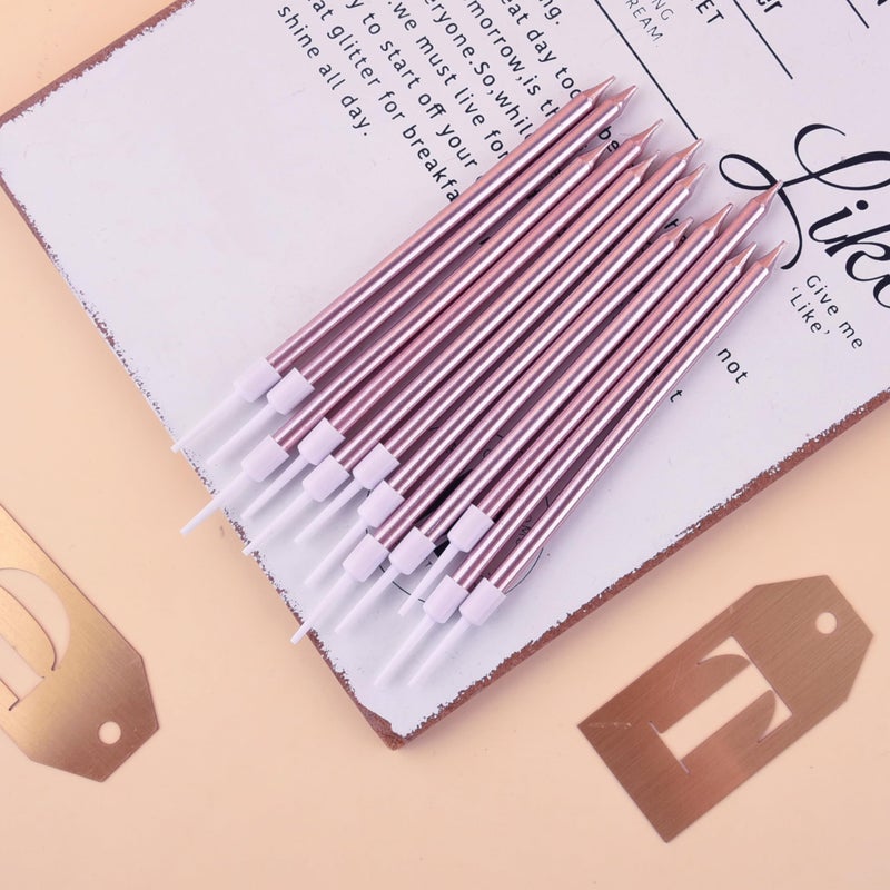 PHD CAKE Rose Gold Long Thin Metallic Birthday Candles, Cake Candles, Birthday Parties, Wedding Decorations, Party Candles - Image 3