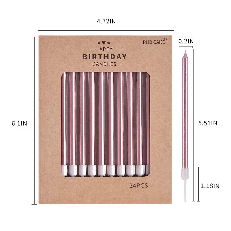 PHD CAKE Rose Gold Long Thin Metallic Birthday Candles, Cake Candles, Birthday Parties, Wedding Decorations, Party Candles - Image 5