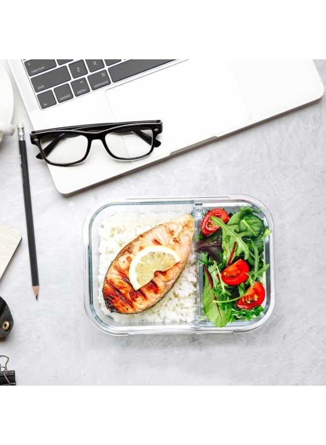 Happy Home 1 Pack 2-Compartment Glass Meal Prep Containers 1400ml Airtight Glass Lunch Containers, Glass Food Storage Containers with Lids, Suitable for Microwave, Oven, Freezer and Dishwasher - Image 5