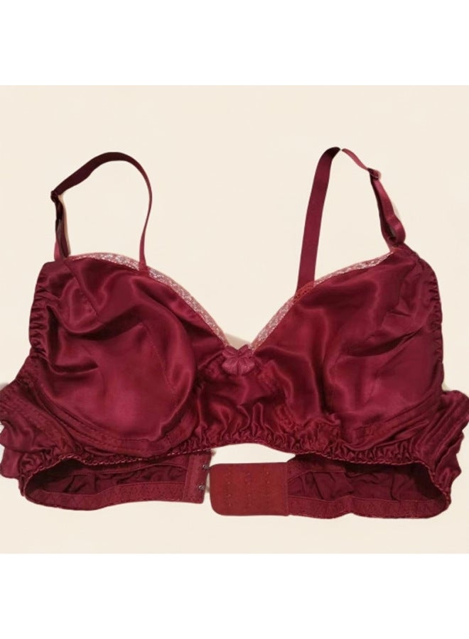Mulberry Silk Double-layer Satin Silk Intimates Anti-p Ultra-thin Bc Cup Wire-free Breathable Silk Bra