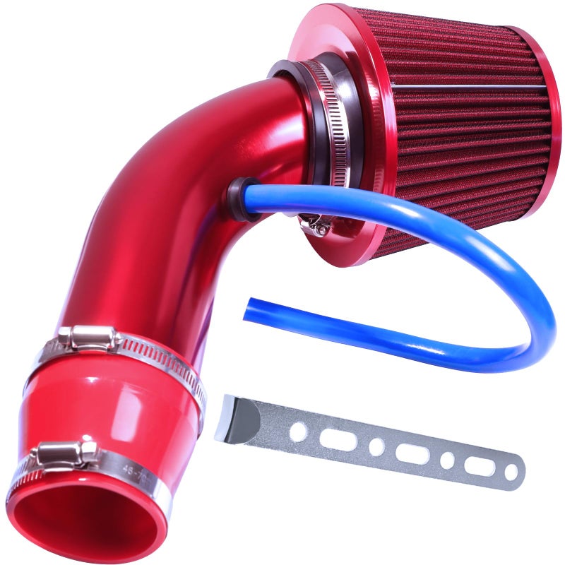 AICARS 3 Inch Universal Cold Intake Pipe Induction High Flow Pipe Kit Red