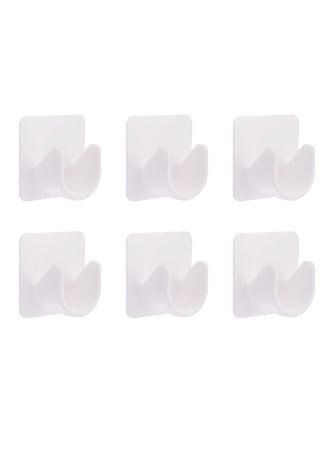 Generic 6 PCS Rod Hanging Bracket Fixer, Anti-Falling Curtain Door Shower Rod, Anti-Slip Support Frame, Stick Hook Shower Curtain Rod Frame, Non-Punching Strong Support Paste (White)  - Image 1