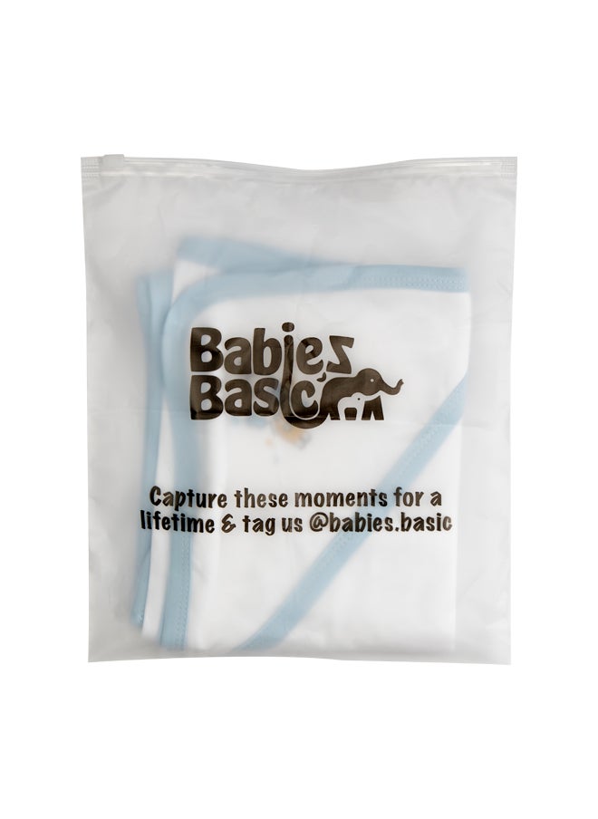 Babies Basic 100% Cotton Blanket, Receiving Blanket For New Born, 75*75Cm , Blue  - Image 4
