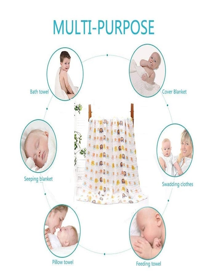 TERI BERI Muslin Cotton Printed Bath Towel for Babies Cotton Super Soft Towels for Newborn Baby Highly Absorbent Bathing Towel,Kids Boys and Girls Size 50 x 100 cm (White Printed (Pack of 1)) - Image 5