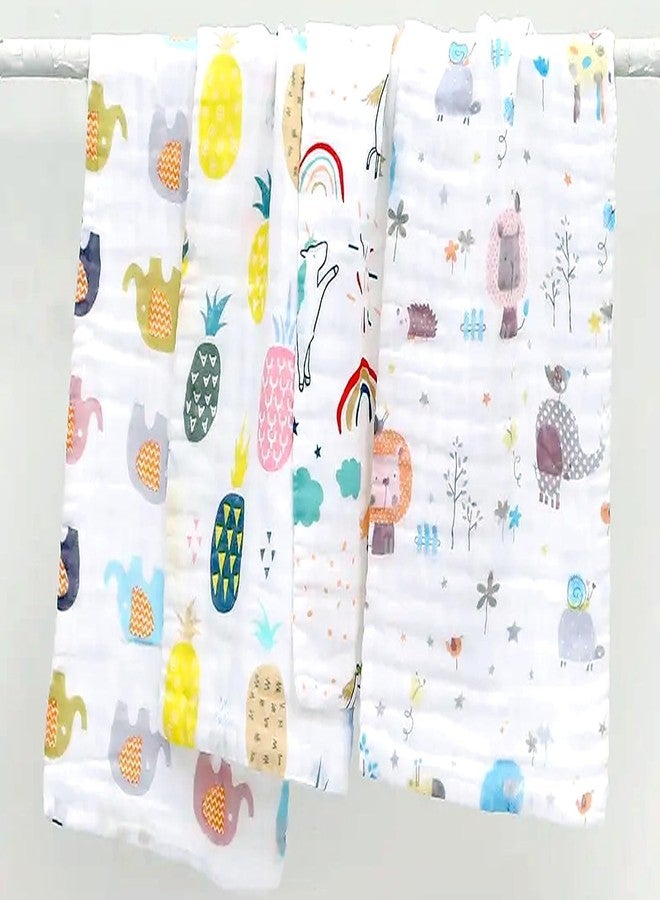 TERI BERI Muslin Cotton Printed Bath Towel for Babies Cotton Super Soft Towels for Newborn Baby Highly Absorbent Bathing Towel,Kids Boys and Girls Size 50 x 100 cm (White Printed (Pack of 1)) - Image 3