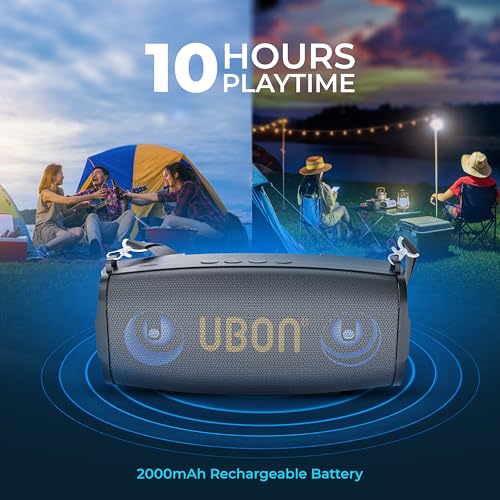 UBON Shahenshah SP-65, 20 watt Portable Bluetooth Speaker, 10 Hours Long Playtime, RGB Lights, Multiple Connectivity Wireless Party Speaker (Black) - Image 3