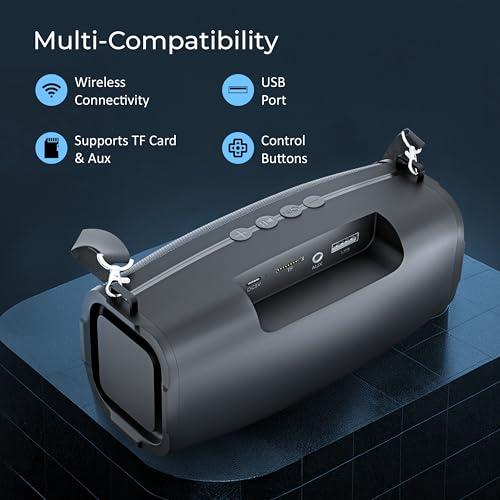 UBON Shahenshah SP-65, 20 watt Portable Bluetooth Speaker, 10 Hours Long Playtime, RGB Lights, Multiple Connectivity Wireless Party Speaker (Black) - Image 4