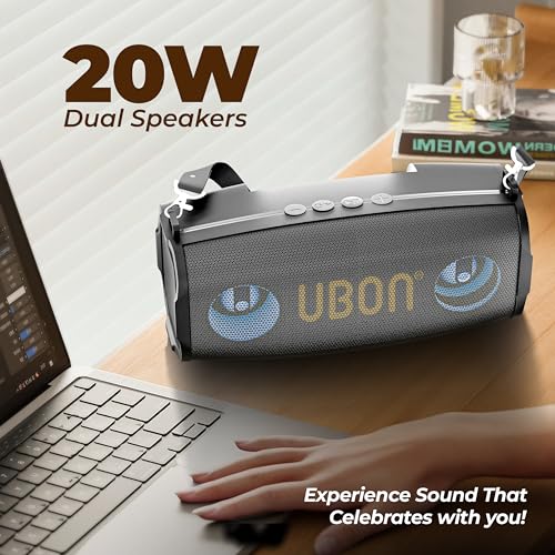 UBON Shahenshah SP-65, 20 watt Portable Bluetooth Speaker, 10 Hours Long Playtime, RGB Lights, Multiple Connectivity Wireless Party Speaker (Black) - Image 2