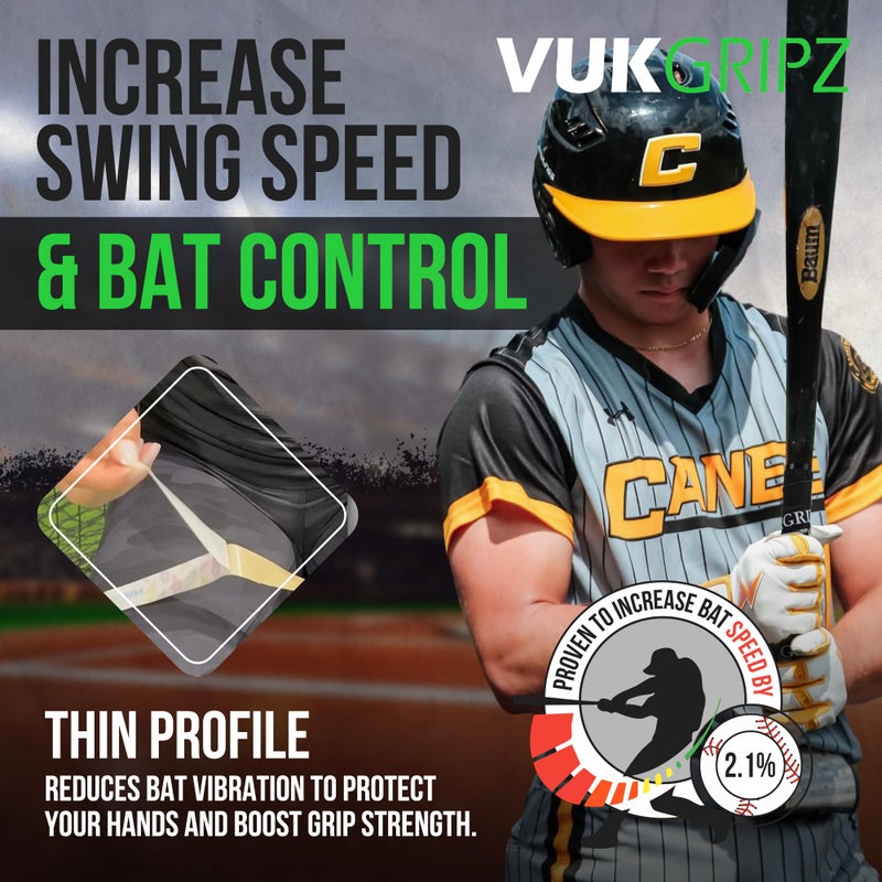 VukGripz Legacy Black Baseball Bat Grip Tape - Non-Sticky, Friction-Based, Moisture-Wicking Softball Bat Tape Grip, Non-Slip, Reusable, Boosts Speed & Control, Durable Grippy Wrap, Made in USA - Image 5