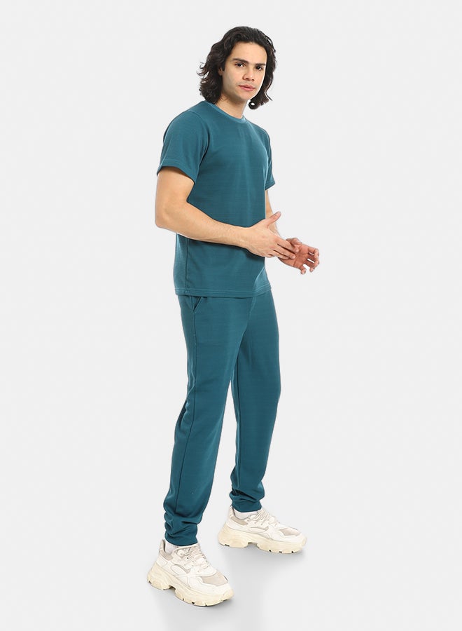 Red Circle Short Sleeves Slip On T-Shirt and Pants Set - Image 2