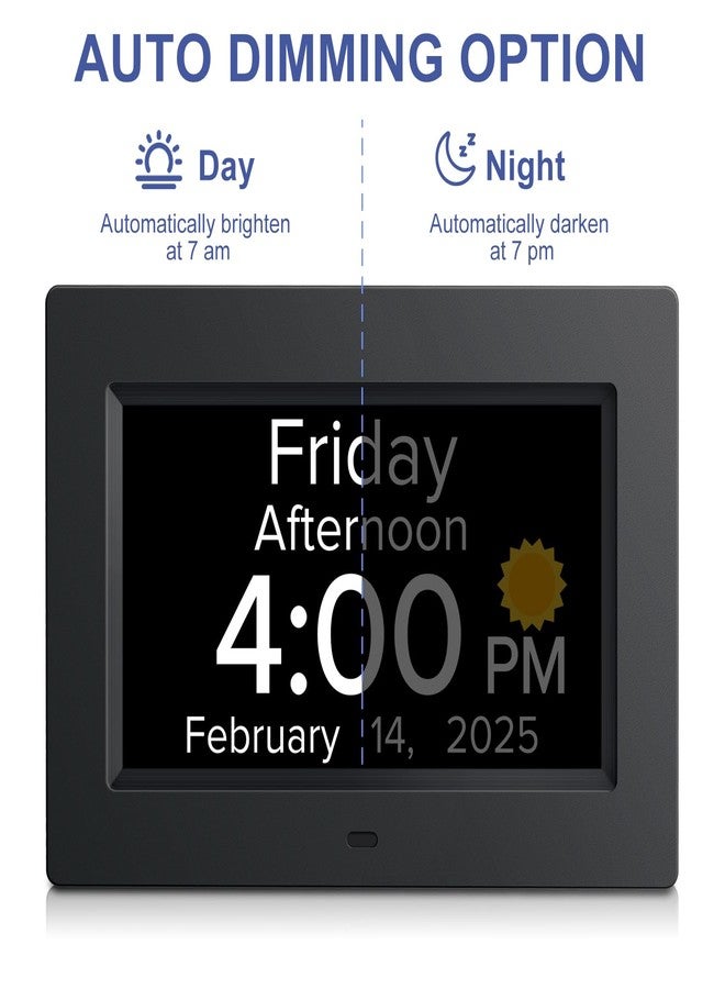 Mitoart Digital Alarm Clock with Date and Day of Week for Dementia Seniors, Voice Announcement Time, Multiple Alarm Sets, Auto DST, Designed Specifically for Elderly - Black - Image 3