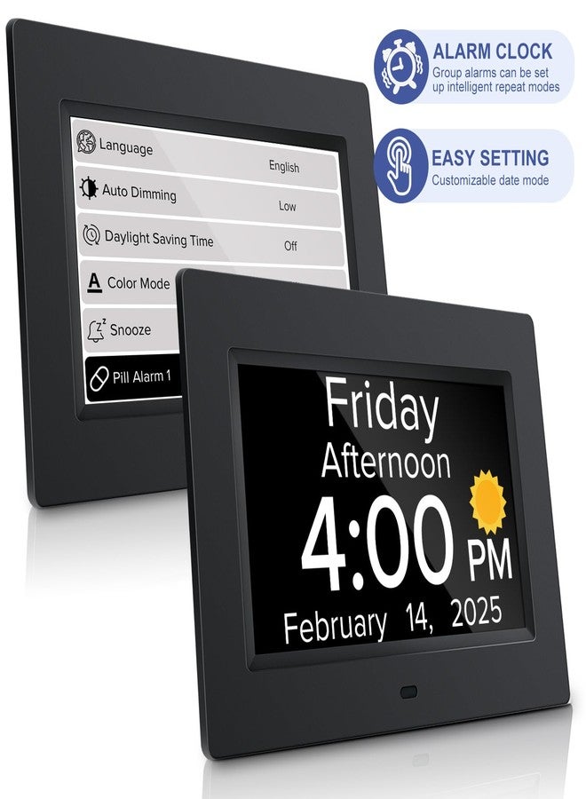 Mitoart Digital Alarm Clock with Date and Day of Week for Dementia Seniors, Voice Announcement Time, Multiple Alarm Sets, Auto DST, Designed Specifically for Elderly - Black - Image 2