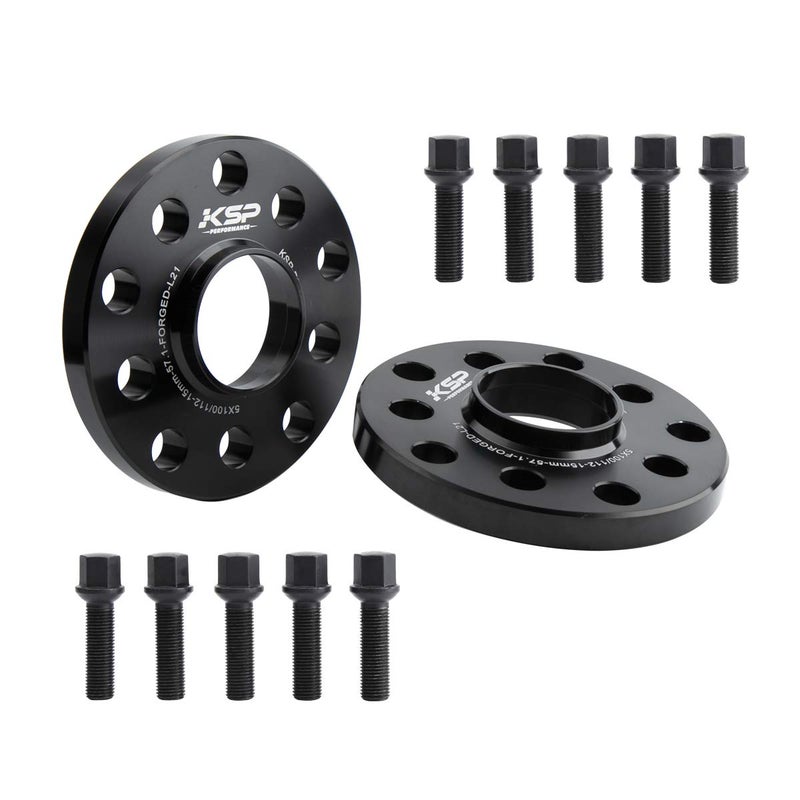 KSP 15mm 5x100 Wheel Spacers with M14x15 Lug Bolts Compatible with Audi A3 A4 A6 A8 S4 S6 S8 TT 2pcs 5x112 to 5x112 Hubcentric Spacer fit Golf Jetta Beetle Passat EOS Sedan Racing Car