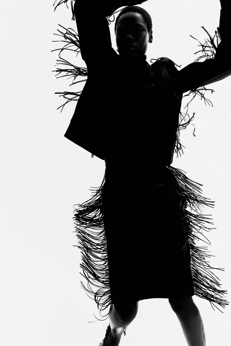 H&M Fringed coated skirt